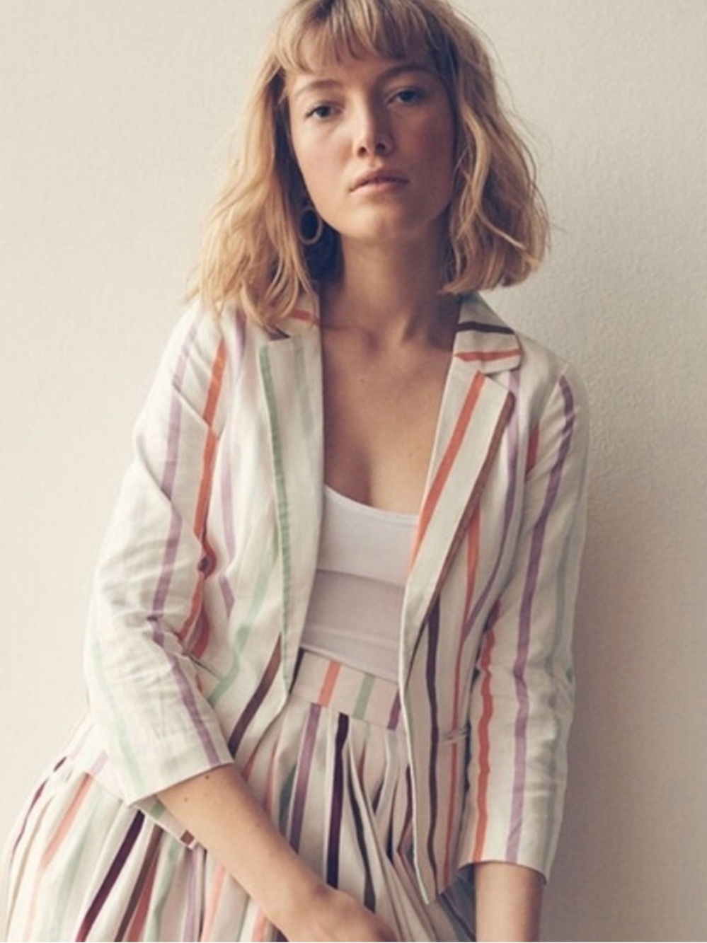 Modcloth Striped Linen Blazer New Large